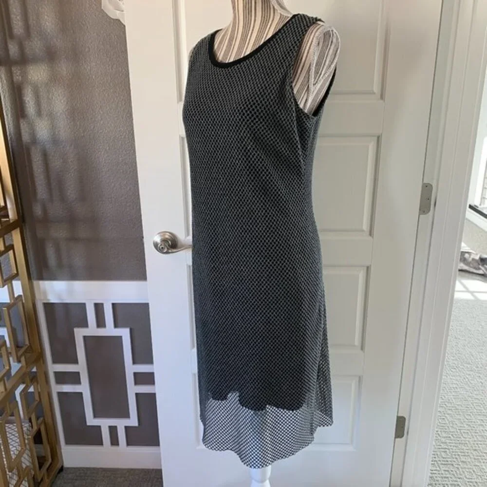 Tahari Mesh Overlay Sleeveless Shift Dress